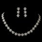 Rhodium Clear Marquise Flower CZ Crystal Jewelry Set 1542