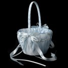 Blue Lace Ribbon & Sheer Organza Flower girl Basket w/ Rhinestone & Pearl Accents