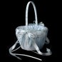 Blue Lace Ribbon & Sheer Organza Flower girl Basket w/ Rhinestone & Pearl Accents
