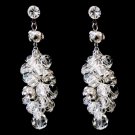 Antique Rhodium Silver Clear Swarovski Crystal Bead Earrings 9866