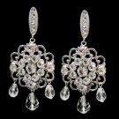 Antique Rhodium Silver Clear Swarovski Crystal Bead & Rhinestone Earrings 9863