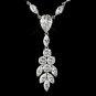 Antique Silver Clear CZ Stone Necklace 2745 & Earrings 9060 Bridal Jewelry Set