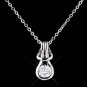 Antique Silver Clear CZ Stone Necklace 2742 & Earrings 1960 Bridal Jewelry Set
