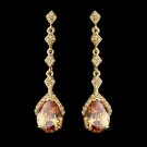 Gold & Topaz Vintage Teardrop Dangle Earrings E 948
