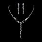 Antique Silver Clear CZ Multi Cut Stone Necklace 8649 & Earrings 8654 Bridal Jewelry Set