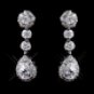 Silver Clear CZ Crystal Chain Link Necklace & Earrings Bridal Jewelry Set 8759