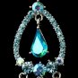 Silver Turquoise AB Crystal & Rhinestone Chandelier Bridal Earrings 8686