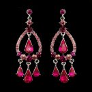 Silver Fuchsia Crystal & Rhinestone Chandelier Bridal Earrings 8686
