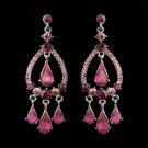 Silver Pink Crystal & Rhinestone Chandelier Bridal Earrings 8686