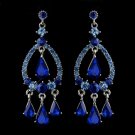Silver Blue Sapphire Crystal & Rhinestone Chandelier Bridal Earrings 8686