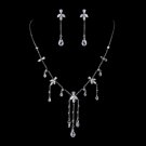 Silver Clear Swarovski and CZ Crystal Necklace & Dangle Earrings 9953
