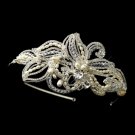 Silver Freshwater Pearl, Crystal & Rhinestone Side Accented Headband Headpiece 9628