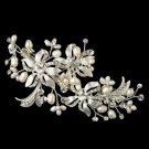 Silver Clear Rhinestone & Freshwater Pearl Floral Hair Clip 109