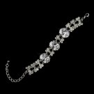 Silver Clear Oval CZ Crystal & Rhinestone Bridal Clasp Bracelet 10588