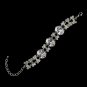 Silver Clear Oval CZ Crystal & Rhinestone Bridal Clasp Bracelet 10588