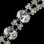 Silver Clear Oval CZ Crystal & Rhinestone Bridal Clasp Bracelet 10588