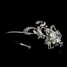 Antique Silver Side Accented Crystal Bridal Flower Headpiece Headpiece 924
