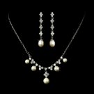 Necklace Earring Set N 2615 E 2536 Silver Ivory