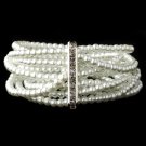 8 Row Silver White Pearl Stretch Bracelet