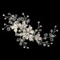 Silver Clear Swarovski Crystal Bead, Rondelle & Rhinestone Floral Ivory Vine Hair Clip