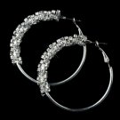 Silver Clear Rhinestone Twisted Hoop Earrings