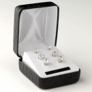 Rhodium Clear Round Cut CZ 3 Set Earrings