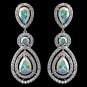 Rhodium AB Teardrop & Round CZ Dangle Earrings