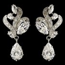 Rhodium Clear Marquise & Teardrop CZ Crystal Drop Earrings 9736