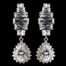 Rhodium Clear Teardrop CZ Crystal Drop Earrings 9739