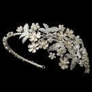 Light Silver Rhinestone & Ivory Pearl Floral Side Headband 1534