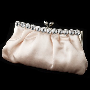 Chic Champagne Satin Clear Rhinestone Evening Bag 302