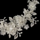 HP 1265 Ivory Lace Flexible Bridal Hair Applique Accented with Rhinestones, Crystals & Sequence