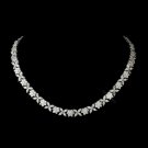 Antique Silver Rhodium Clear Floral CZ Stone Necklace 8104