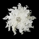 *Crystal & Rhinestone Feather Flower Bridal Hair Clip 5287