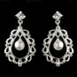 Silver White Pearl & Rhinestone Chandelier Earrings 26599