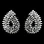 Silver White Pearl and Clear Rhinestone Paisley Style Earrings 9268