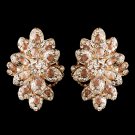 Rose Gold Champagne Rhinestone Clip On Earrings 8944