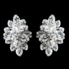 Antique Silver Clear Rhinestone Clip On Earrings 8944