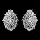 Antique Silver Clear Rhinestone Clip On Earrings 8948