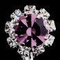 Silver Light Amethyst & Clear Round Rhinestone Clipped Stud Earrings 1442