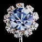 Silver Light Blue & Clear Round Rhinestone Clipped Stud Earrings 1442