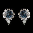 Silver Navy & Clear Round Rhinestone Clipped Stud Earrings 14