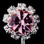 Silver Pink & Clear Round Rhinestone Clipped Stud Earrings 1442