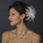 Feather Pearl & Austrian Crystal Flower Bridal Hair Clip 2581 with Brooch Pin