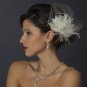 Rhinestone & Crystal Bead Feather Flower Fascinator Hair Clip with Russian Tulle 2542