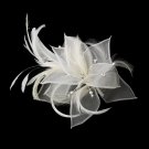 Flower Feather Fascinator with Pearls, Rhinestones & Seed Beads 7805
