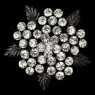 Antique Black Floral Leaf Rhinestone Brooch 149