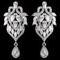 Rhodium Clear Marquise & Teardrop CZ Drop Earrings 9219