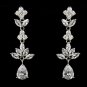 Antique Silver Clear CZ Tear Drop Crystal Necklace & Earrings Bridal Jewelry Set 1287