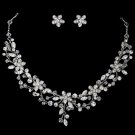 Rhodium Clear Crystal & Rhinestone Floral Vine Jewelry Set 9500